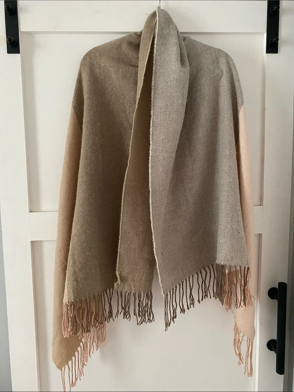 H&M Two-Tone Pink and Taupe Fringed Wrap Scarf